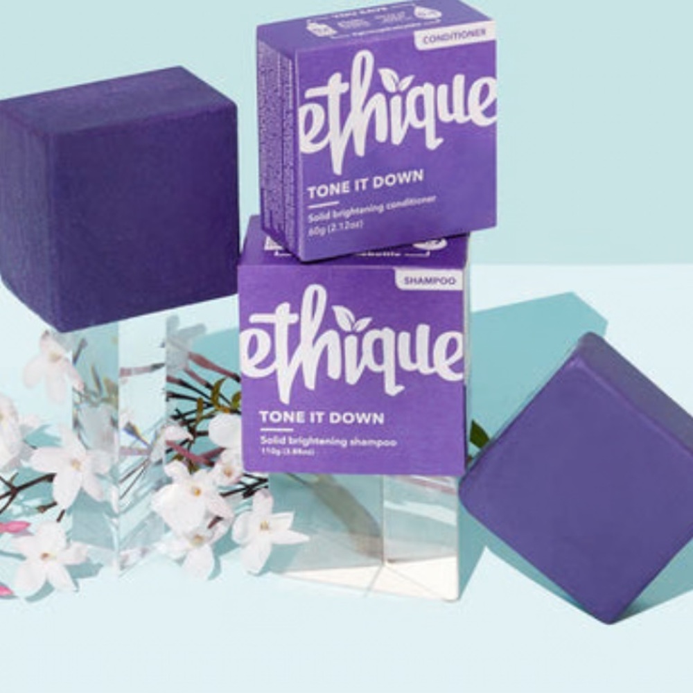 New! Ethique purple solid shampoo/conditioner/dish blonde grey hair $48 retail